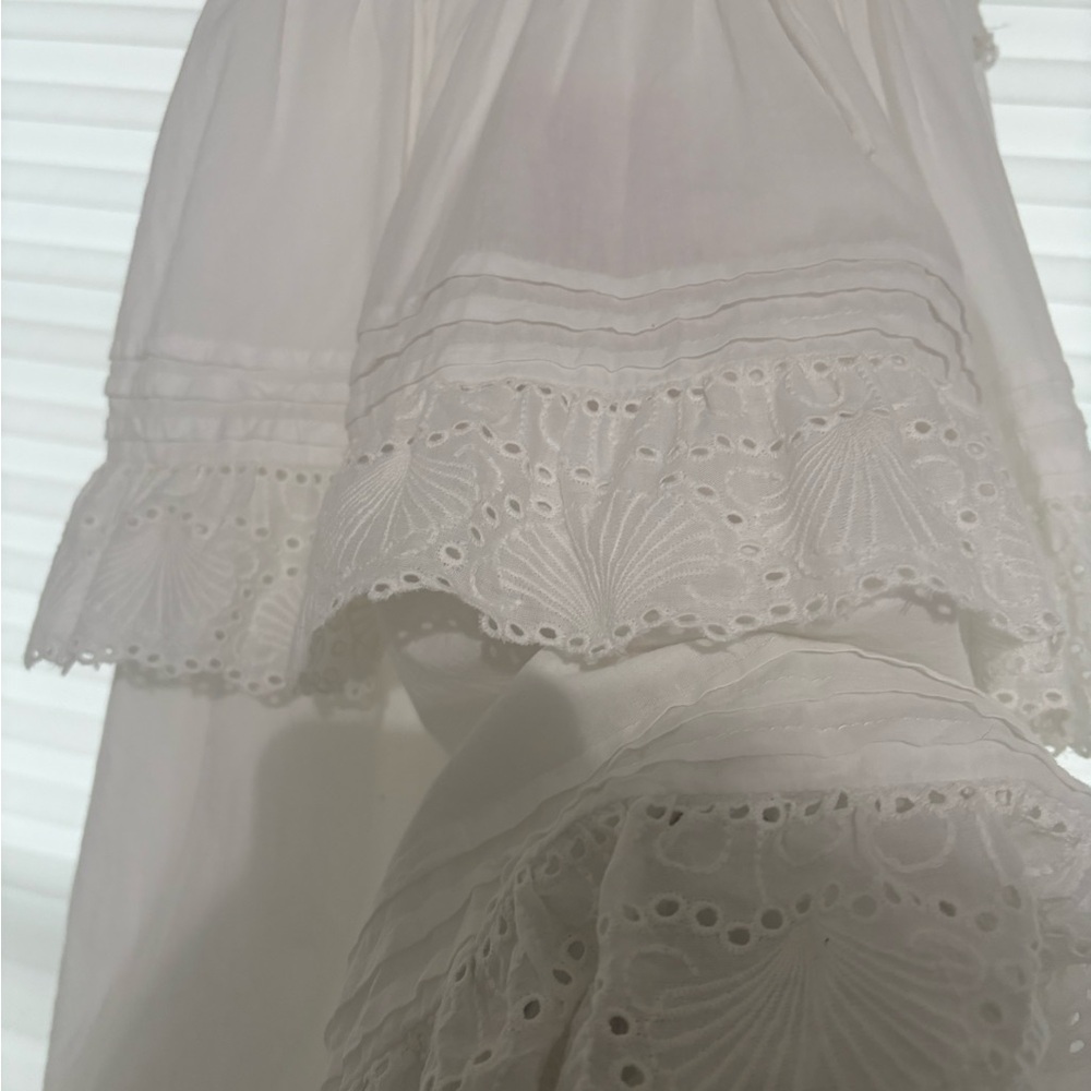 Cleobella White Ruffled Tiered Sundress V-neck - Picture 6 of 7